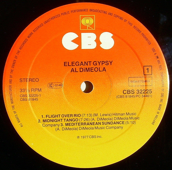 Al Di Meola : Elegant Gypsy (LP, Album, RE)