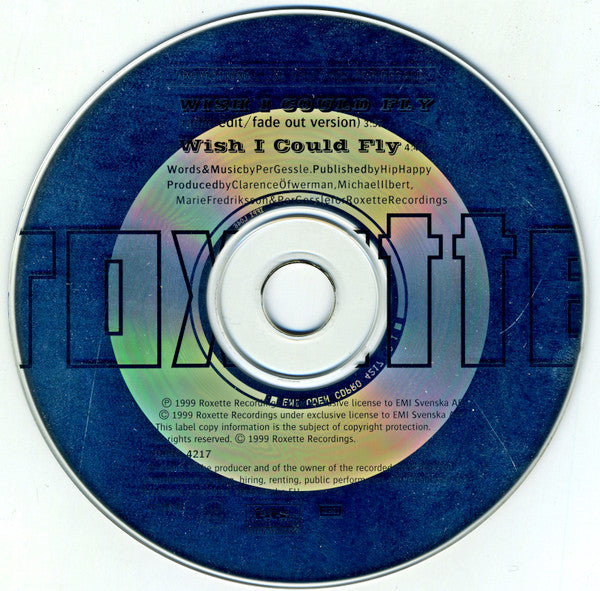 Roxette : Wish I Could Fly (CD, Single, Promo, Car)