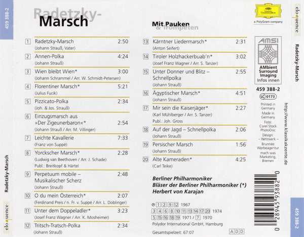 Berliner Philharmoniker, Herbert von Karajan : Radetzky-Marsch (Mit Pauken & Trompeten) (CD, Comp)