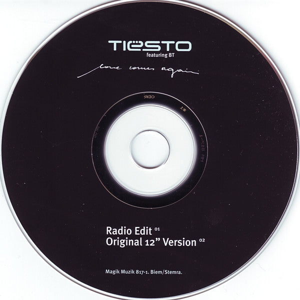 DJ Tiësto Featuring BT : Love Comes Again (CD, Single, Car)