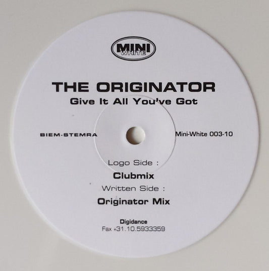 The Originator : Give It All You've Got (10", Whi)