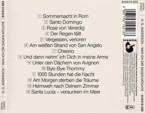 G.G. Anderson : Was Ich Dir Sagen Möchte (CD, Album)