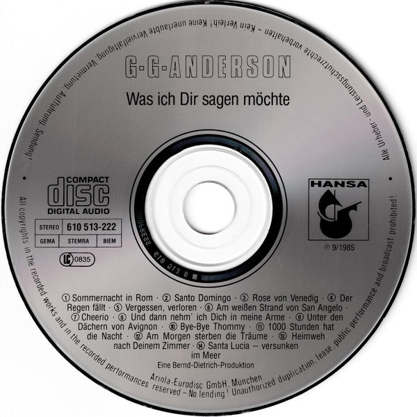 G.G. Anderson : Was Ich Dir Sagen Möchte (CD, Album)