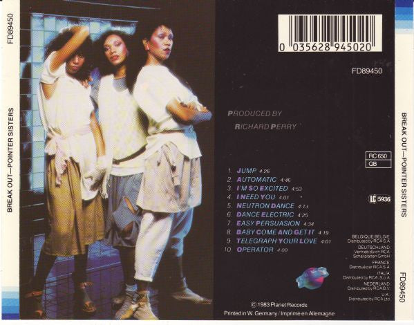 Pointer Sisters : Break Out (CD, Album)