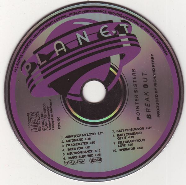 Pointer Sisters : Break Out (CD, Album)
