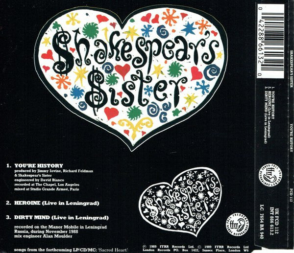 Shakespear's Sister : You're History (CD, Single)