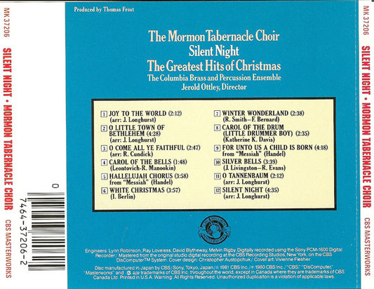 Mormon Tabernacle Choir / The Columbia Brass And Percussion Ensemble : Silent Night: The Greatest Hits Of Christmas (CD, RE)