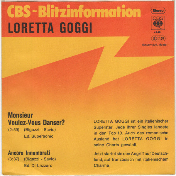 Loretta Goggi : Monsieur Voulez-Vous Danser? (7", Promo)