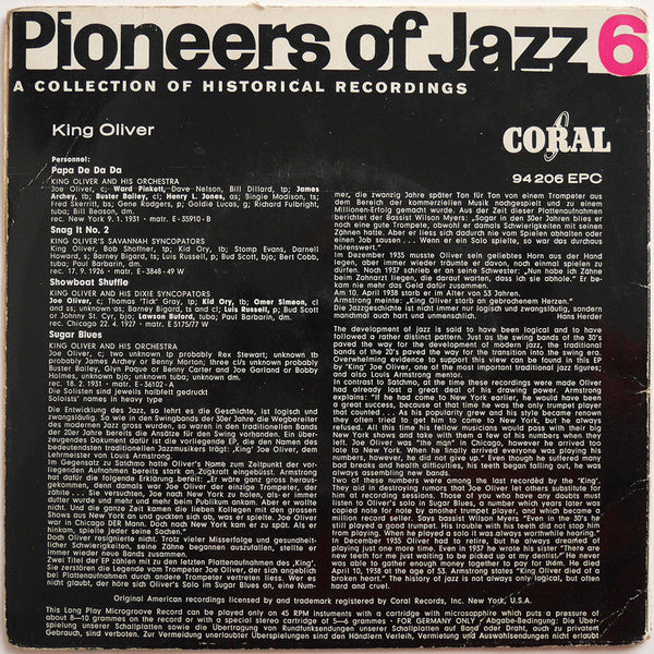 King Oliver : King Oliver Vol. 1 (7", EP, Comp)