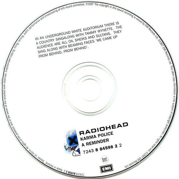 Radiohead : Karma Police (CD, Single, Car)