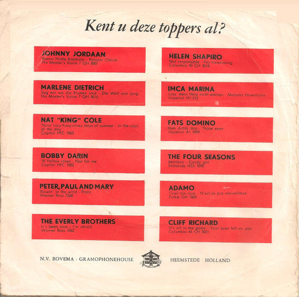 The Shadows : Shindig (7", Single, Pus)