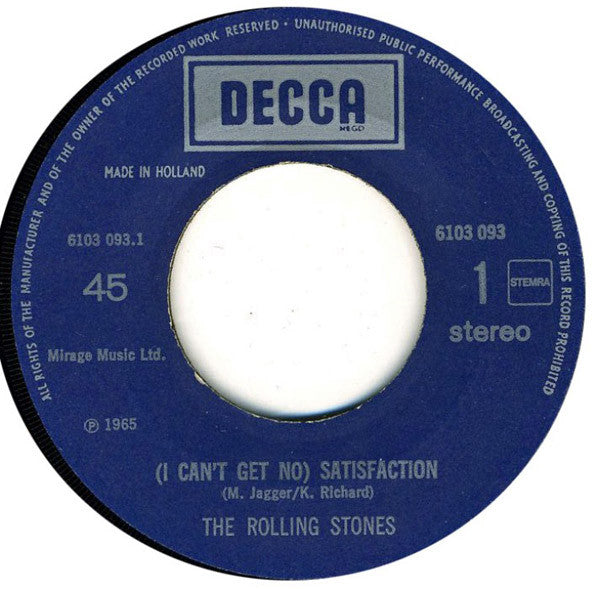The Rolling Stones : (I Can't Get No) Satisfaction / Out Of Time (7", Single)