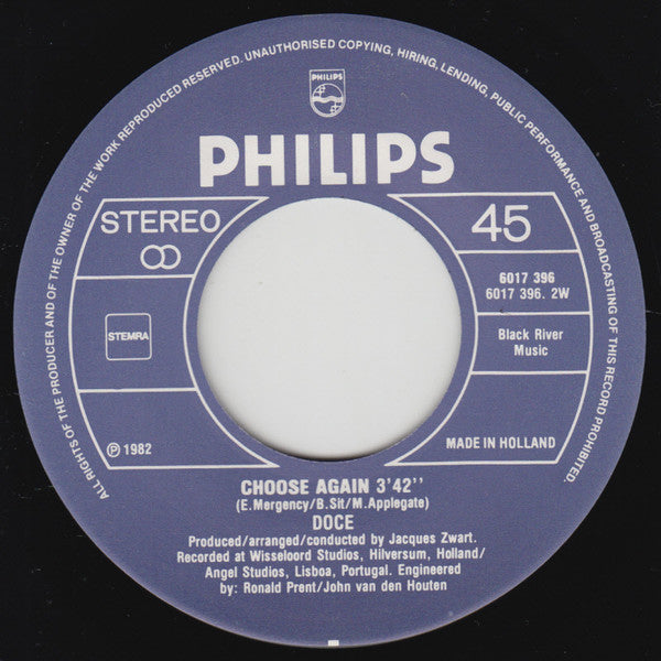 Doce : For The Love Of Conchita / Choose Again (7", Single)