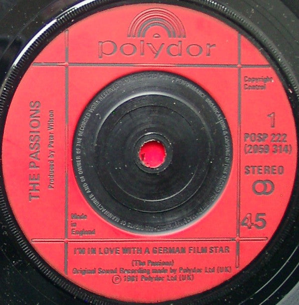 The Passions : I'm In Love With A German Film Star (7", Single, Red)