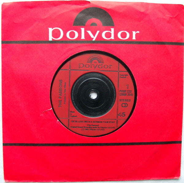 The Passions : I'm In Love With A German Film Star (7", Single, Red)