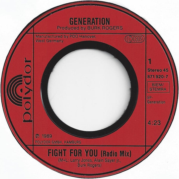 Generation (6) : Fight For You (7", Single)