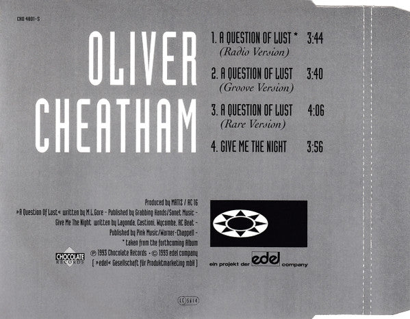 Oliver Cheatham : A Question Of Lust (CD, Maxi)