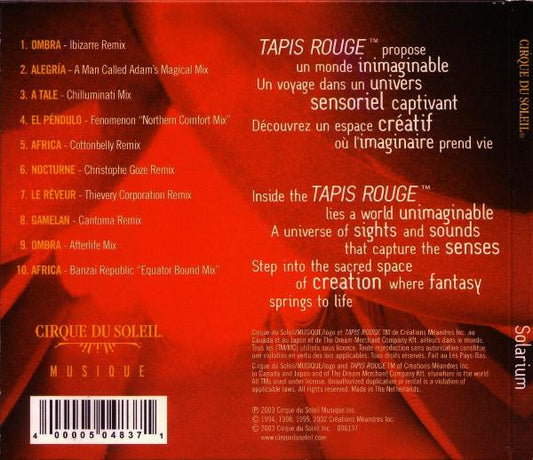 Cirque Du Soleil : Tapis Rouge: Solarium (CD, Album, Dig)