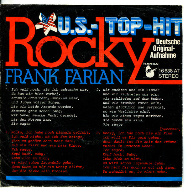 Frank Farian : Rocky (7", Single)