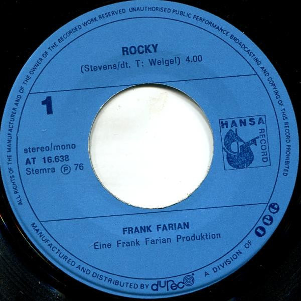 Frank Farian : Rocky (7", Single)