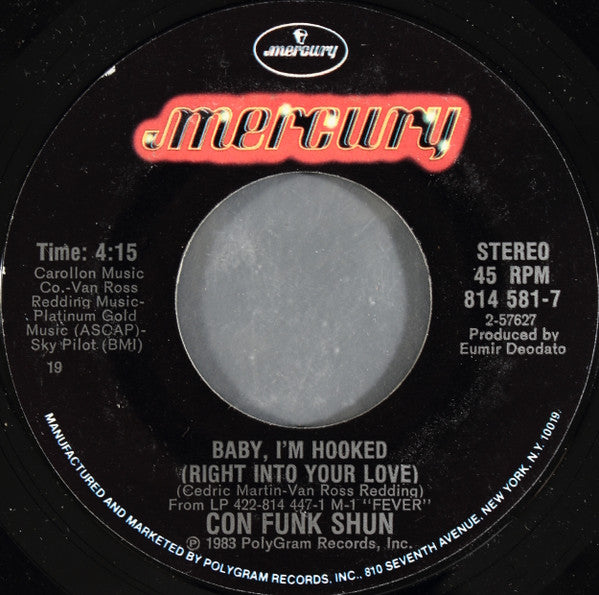 Con Funk Shun : Baby, I'm Hooked (Right Into Your Love) (7", Single, Styrene)