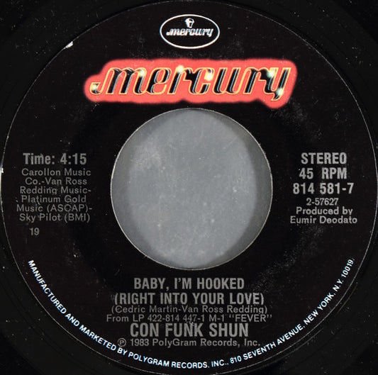 Con Funk Shun : Baby, I'm Hooked (Right Into Your Love) (7", Single, Styrene)