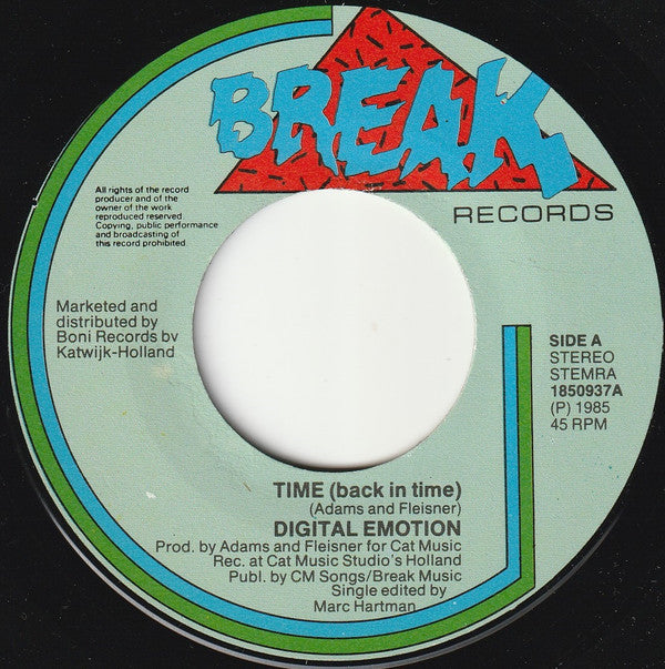 Digital Emotion : Time (Back In Time) (7", Single)