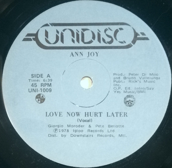Ann Joy / The Igloo Rhythm Band : Love Now Hurt Later (12", Blu)