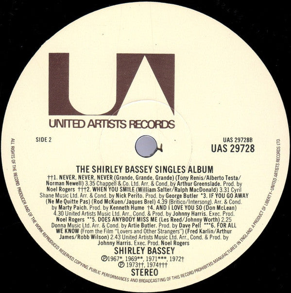 Shirley Bassey : The Shirley Bassey Singles Album (LP, Album, Comp)
