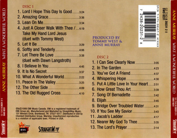 Anne Murray : What A Wonderful World - 26 Inspirational Classics (2xCD, Album)