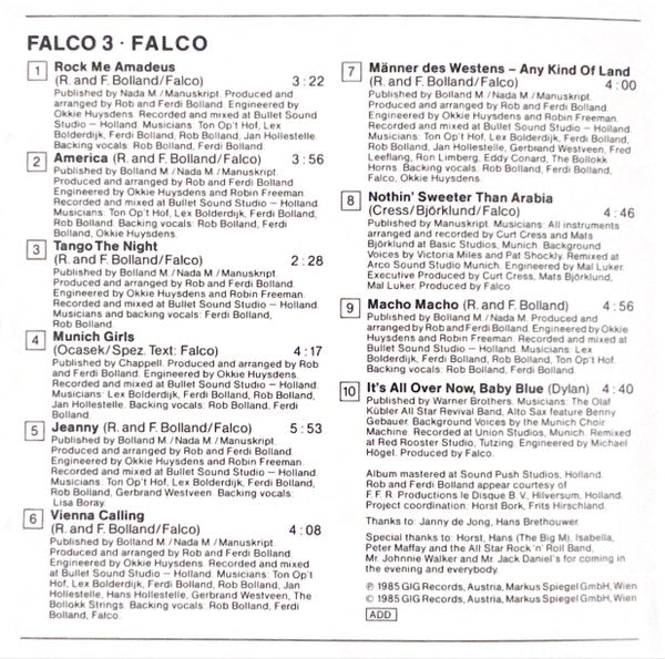 Falco : Falco 3 (CD, Album)