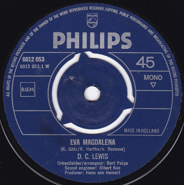 D.C. Lewis : Eva Magdalena / De Tijd (7", Single, Mono)
