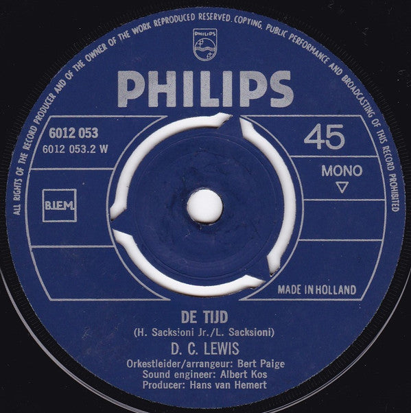 D.C. Lewis : Eva Magdalena / De Tijd (7", Single, Mono)
