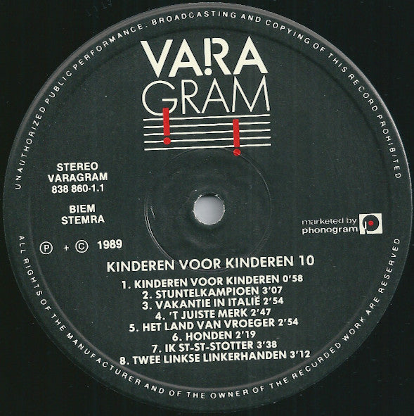Kinderen Voor Kinderen : Kinderen Voor Kinderen 10 (LP, Album)