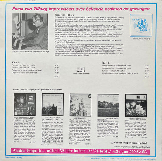 Frans van Tilburg : Improviseert Over Bekende Psalmen En Gezangen (LP, Album)