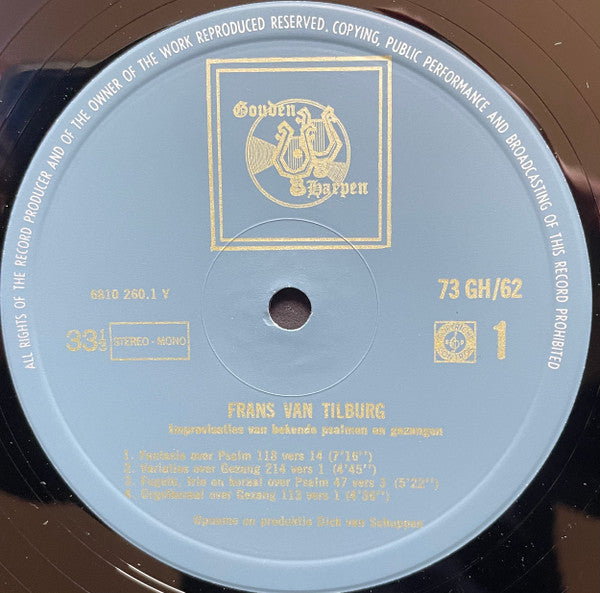 Frans van Tilburg : Improviseert Over Bekende Psalmen En Gezangen (LP, Album)