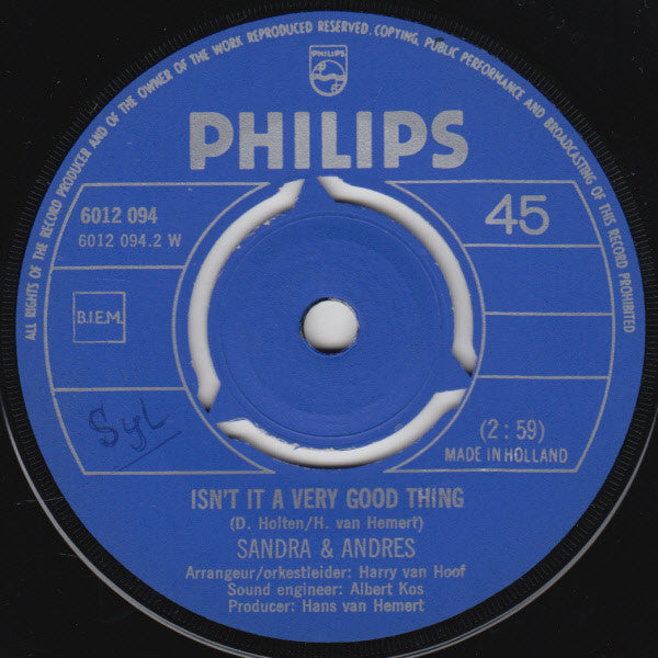 Sandra & Andres : Those Words / Isn't It A Very Good Thing (7", Single)