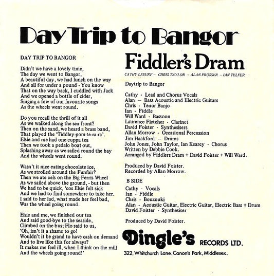 Fiddler's Dram : Daytrip To Bangor (Didn't We Have A Lovely Time) (7", Single)