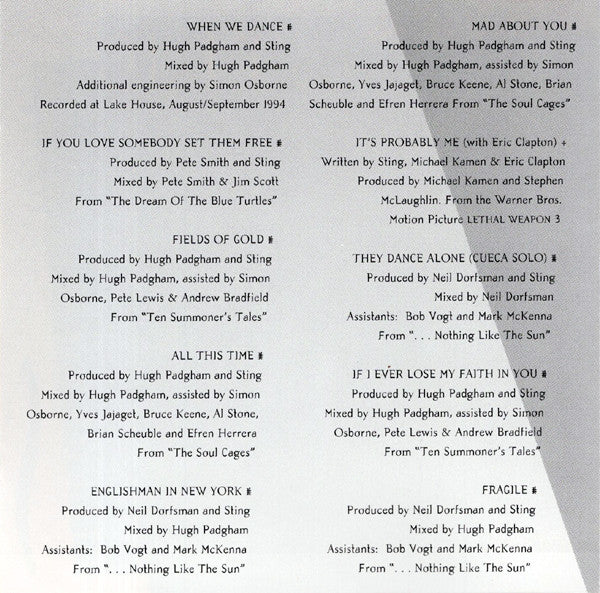 Sting : Fields Of Gold: The Best Of Sting 1984 - 1994 (CD, Comp, RM)