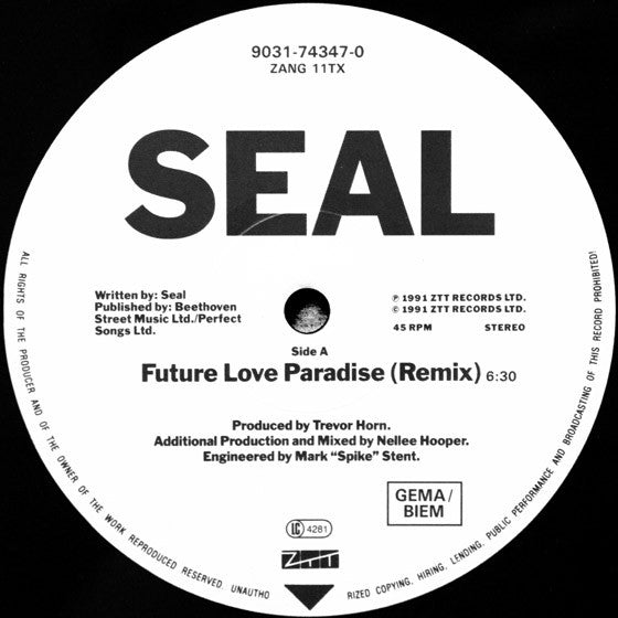 Seal : Future Club EP (The Nellee Hooper Remix) (12", EP)