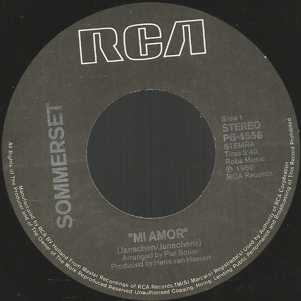Sommerset (2) : Mi Amor (7", Single)