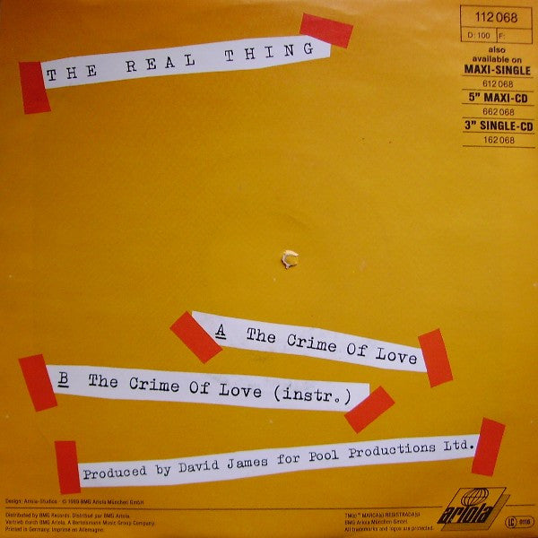 The Real Thing : The Crime Of Love (7", Single)