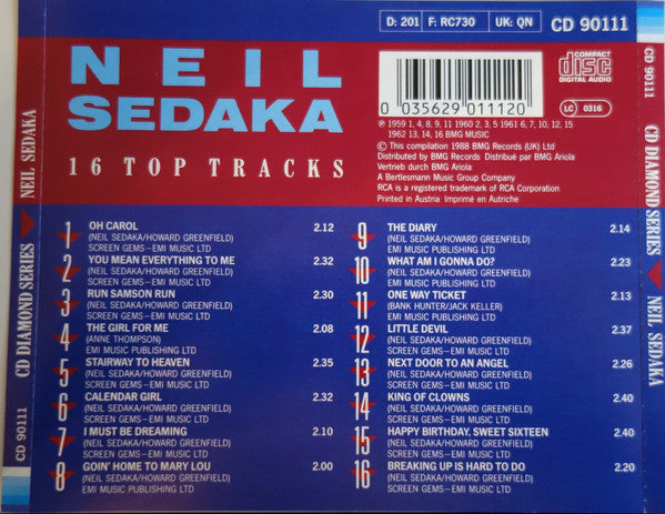 Neil Sedaka : 16 Top Tracks (CD, Comp, RM)