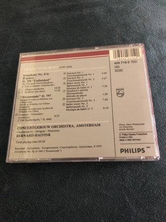 Franz Schubert - Concertgebouworkest, Bernard Haitink : Symphony No. 8 "Unfinished" / "Rosamunde" Incidental Music (CD, Comp, RE, RM)