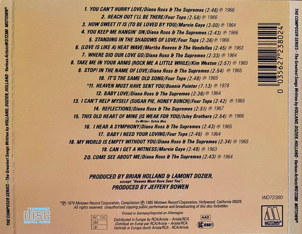 Various : The Greatest Songs Written By Holland Dozier Holland (CD, Comp, RE)