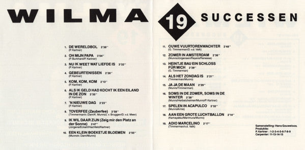 Wilma : 19 Successen (CD, Comp)