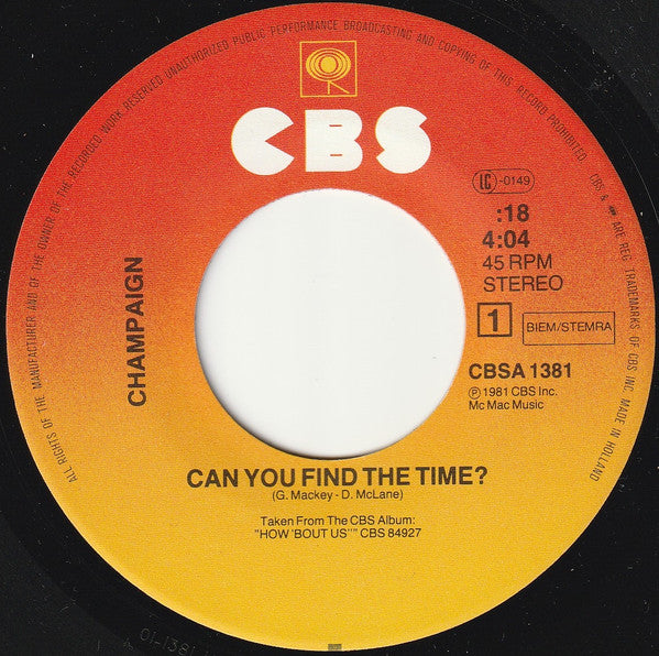Champaign : Can You Find The Time  (7")