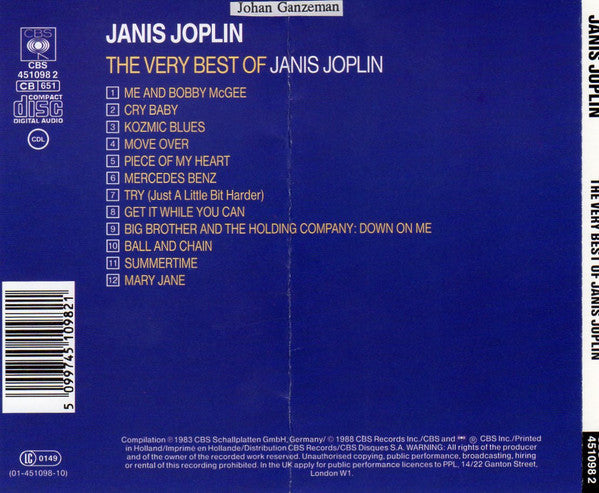 Janis Joplin : The Very Best Of (CD, Album, Comp)