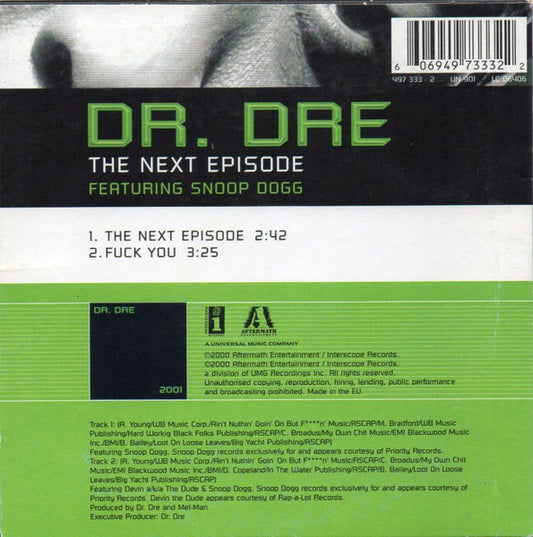 Dr. Dre Featuring Snoop Dogg : The Next Episode (CD, Single)