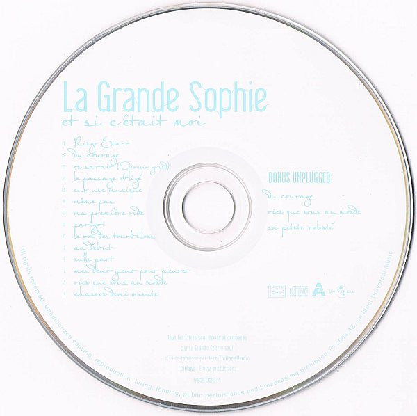 La Grande Sophie : Et Si C'était Moi (CD, Album)